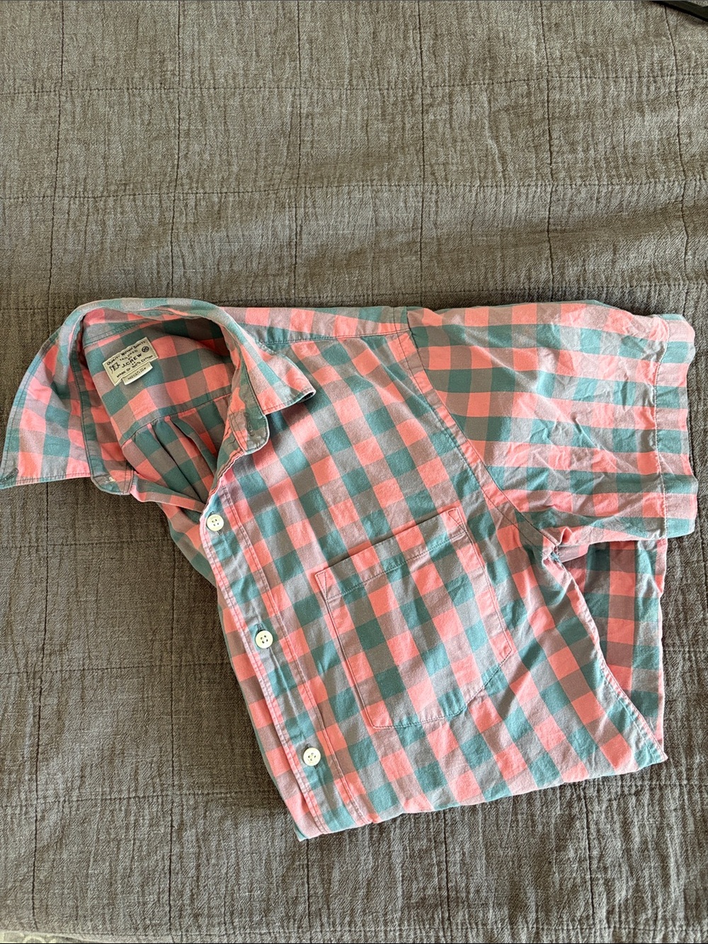 Men's Pink Check Button-Up Shirt J Crew XS